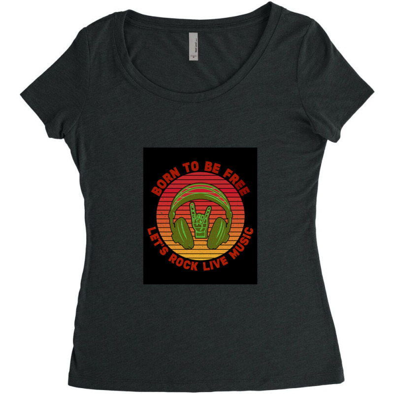 Rock Live  Green Headphone Women's Triblend Scoop T-shirt by JacquelineNoneJordan | Artistshot