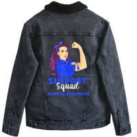 Support Squad Blue Warrior Alopecia Awareness Women Unisex Sherpa-lined Denim Jacket | Artistshot