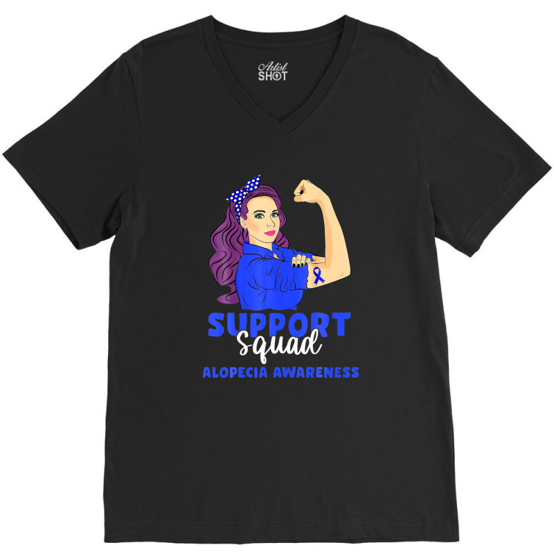 Support Squad Blue Warrior Alopecia Awareness Women V-neck Tee | Artistshot