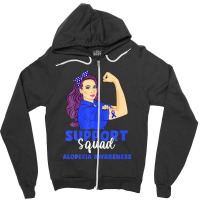 Support Squad Blue Warrior Alopecia Awareness Women Zipper Hoodie | Artistshot