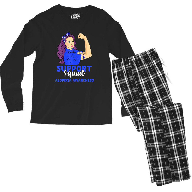 Support Squad Blue Warrior Alopecia Awareness Women Men's Long Sleeve Pajama Set | Artistshot