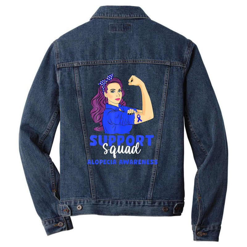 Support Squad Blue Warrior Alopecia Awareness Women Men Denim Jacket | Artistshot