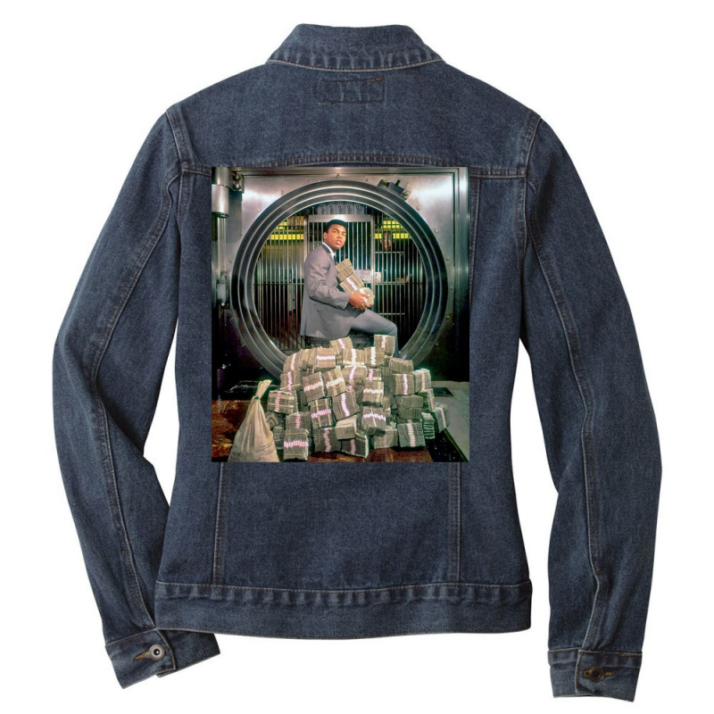 Mohamed Ali   Money In The Bank Ladies Denim Jacket by emaafajtq | Artistshot