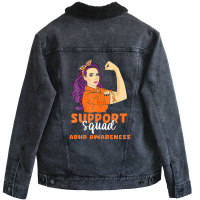 Support Squad Orange Warrior Adhd Awareness Women Unisex Sherpa-lined Denim Jacket | Artistshot