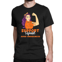 Support Squad Orange Warrior Adhd Awareness Women Classic T-shirt | Artistshot