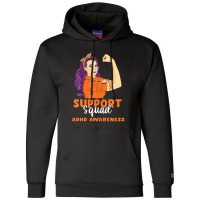 Support Squad Orange Warrior Adhd Awareness Women Champion Hoodie | Artistshot