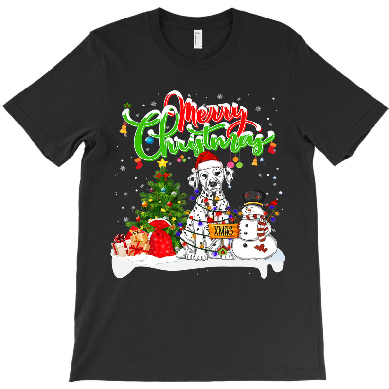 Dalmatian Dog Xmas Lighting Matching Santa Dalmatian Dog Wearing Chris T-Shirt by AURRADILLARD | Artistshot