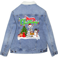 Dalmatian Dog Xmas Lighting Matching Santa Dalmatian Dog Wearing Chris Unisex Sherpa-lined Denim Jacket | Artistshot