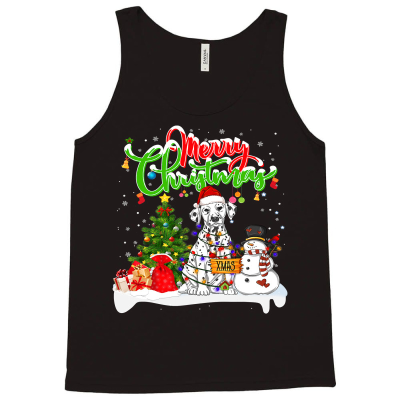 Dalmatian Dog Xmas Lighting Matching Santa Dalmatian Dog Wearing Chris Tank Top by AURRADILLARD | Artistshot