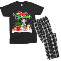 Dalmatian Dog Xmas Lighting Matching Santa Dalmatian Dog Wearing Chris Men's T-shirt Pajama Set | Artistshot