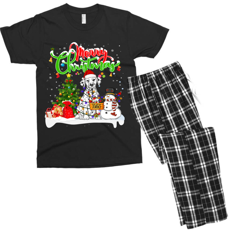 Dalmatian Dog Xmas Lighting Matching Santa Dalmatian Dog Wearing Chris Men's T-shirt Pajama Set by AURRADILLARD | Artistshot