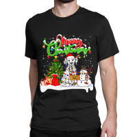 Dalmatian Dog Xmas Lighting Matching Santa Dalmatian Dog Wearing Chris Classic T-shirt | Artistshot