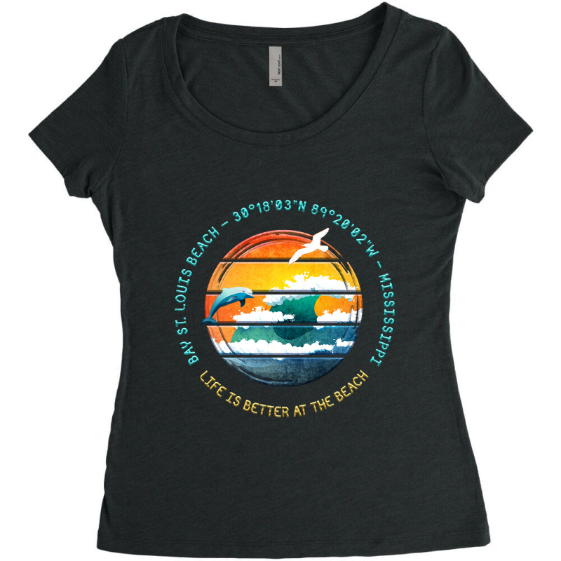 Hot Trend Bay St. Louis Beach, Bay St. Louis, Hancock County, Mississi Women's Triblend Scoop T-shirt by Pannell Quintero | Artistshot