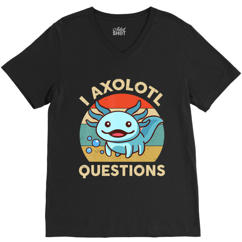 Hot Trend I Axolotl Questions Cute Axolotl Plush Funny Kids V-Neck Tee by behindcedar22 | Artistshot