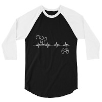 Gamer Cat Heartbeat For Casual Gamer Who Loves Funny Cats T Shirt 3/4 Sleeve Shirt | Artistshot