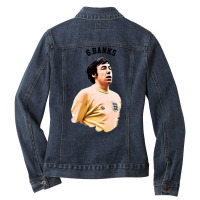 Legends Of The Beautiful Game Cartoon Collection Legends Gordon Banks Ladies Denim Jacket | Artistshot