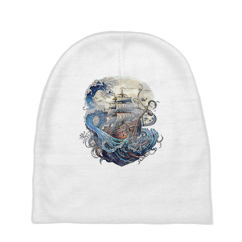 Giant Octopus Pirate Vintage Kraken Ship Sailing Squid T Shirt Baby Beanies | Artistshot