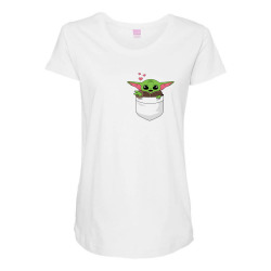 cute baby yoda pocket Maternity Scoop Neck T-shirt | Artistshot