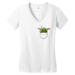 cute baby yoda pocket Women's V-Neck T-Shirt | Artistshot
