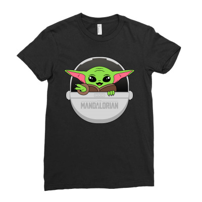 Cute Baby Yoda The Mandalorian Ladies Fitted T-shirt Designed By Honeysuckle