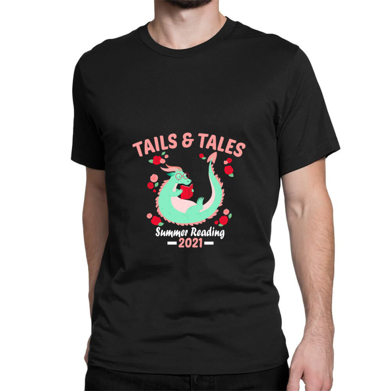 Tails And Tales Summer Reading 2021 Library Dragon 1 Classic T-shirt by JudithPlagmann | Artistshot