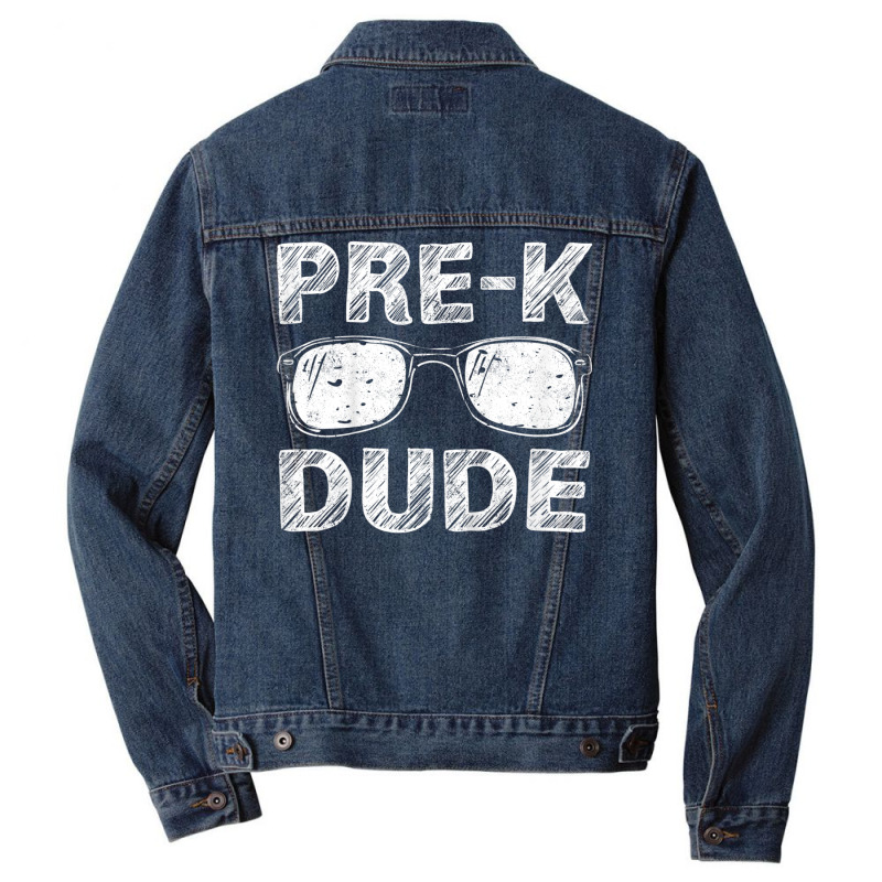 Trending Kids Pre-k Dude First Day Of Preschool Back To School Men Denim Jacket | Artistshot