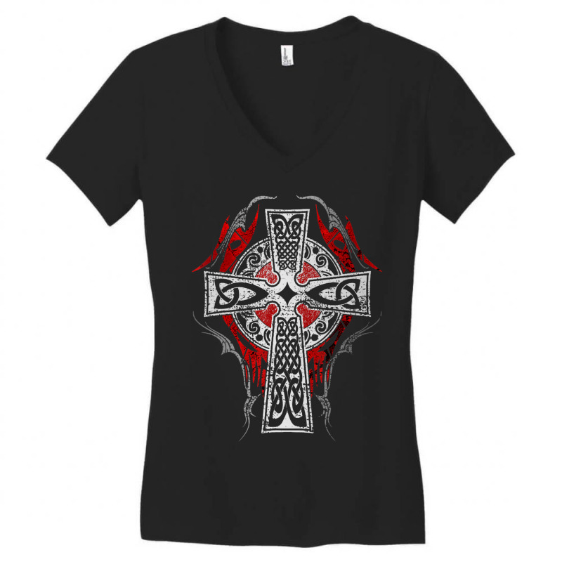 Limited Edition Cross Celtic Vintage Norse Tribal Women's V-Neck T-Shirt by Sizemore Adame | Artistshot