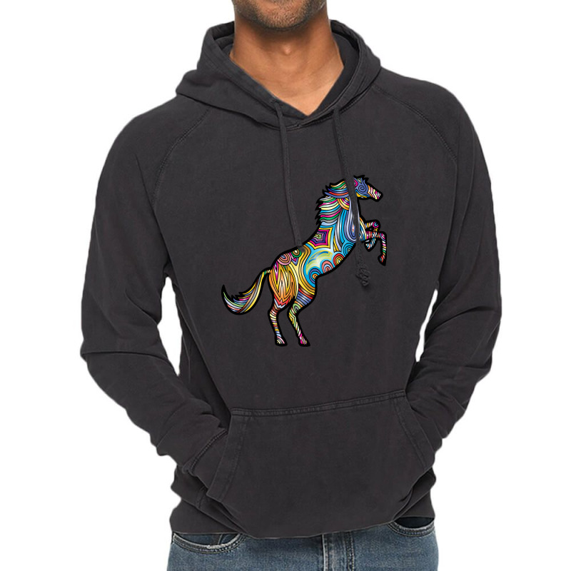 Hot Trend Colourful Jumping Horse In Stripy Pattern Design Vintage Hoodie | Artistshot