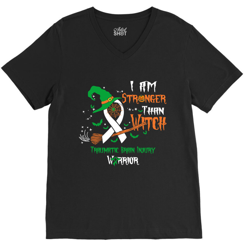 Hot Trend Traumatic Brain Injury Awareness I Am Stronger Than Witch V-neck Tee | Artistshot