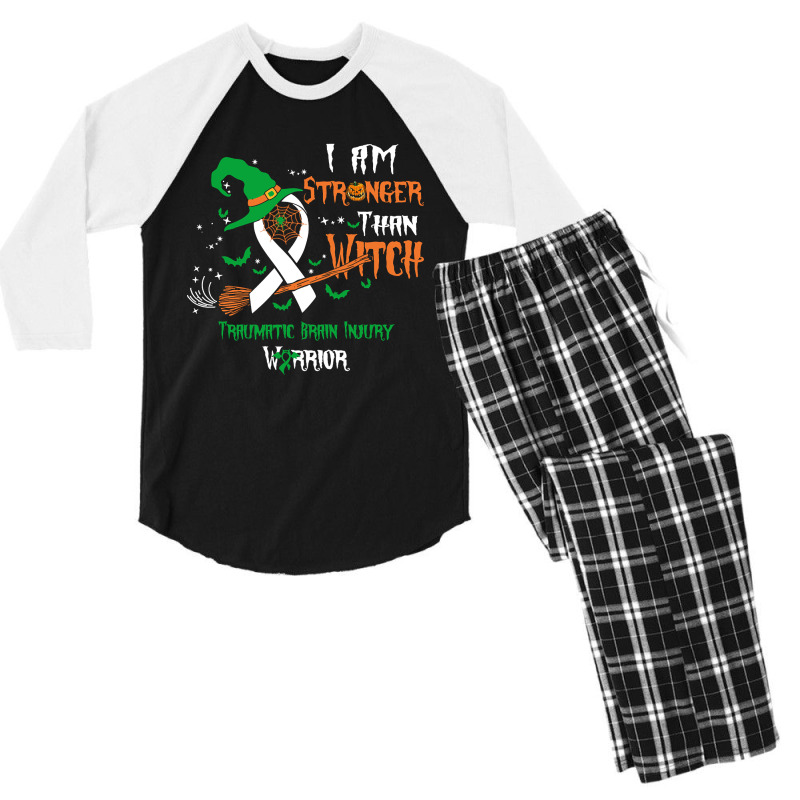 Hot Trend Traumatic Brain Injury Awareness I Am Stronger Than Witch Men's 3/4 Sleeve Pajama Set | Artistshot