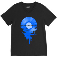 Limited Edition Cool Music Vinyl Record Retro Blue V-neck Tee | Artistshot