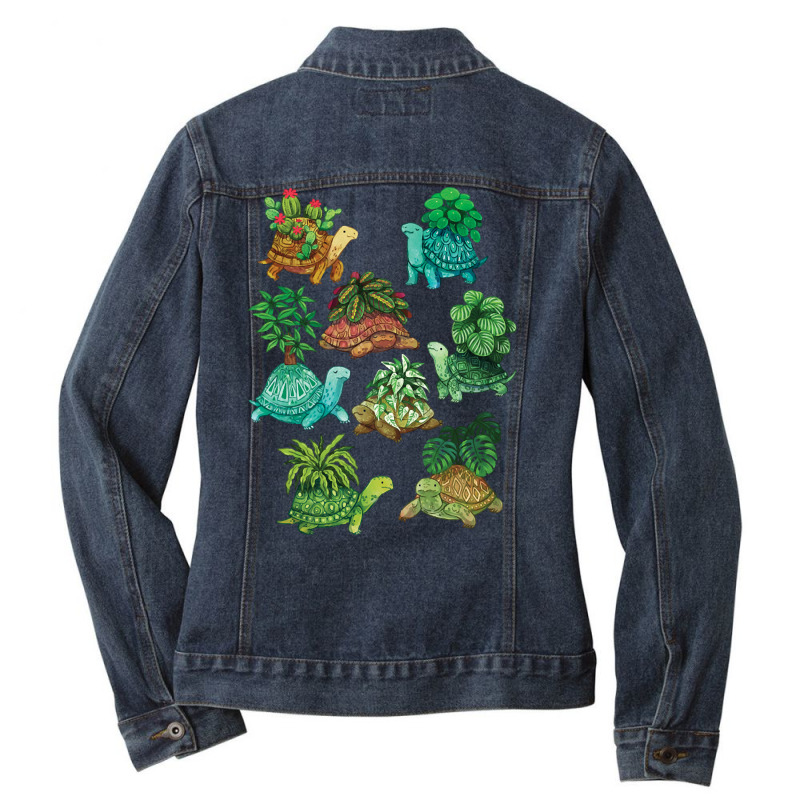 Limited Edition Turtle Plants Ladies Denim Jacket by greggjvandervor | Artistshot