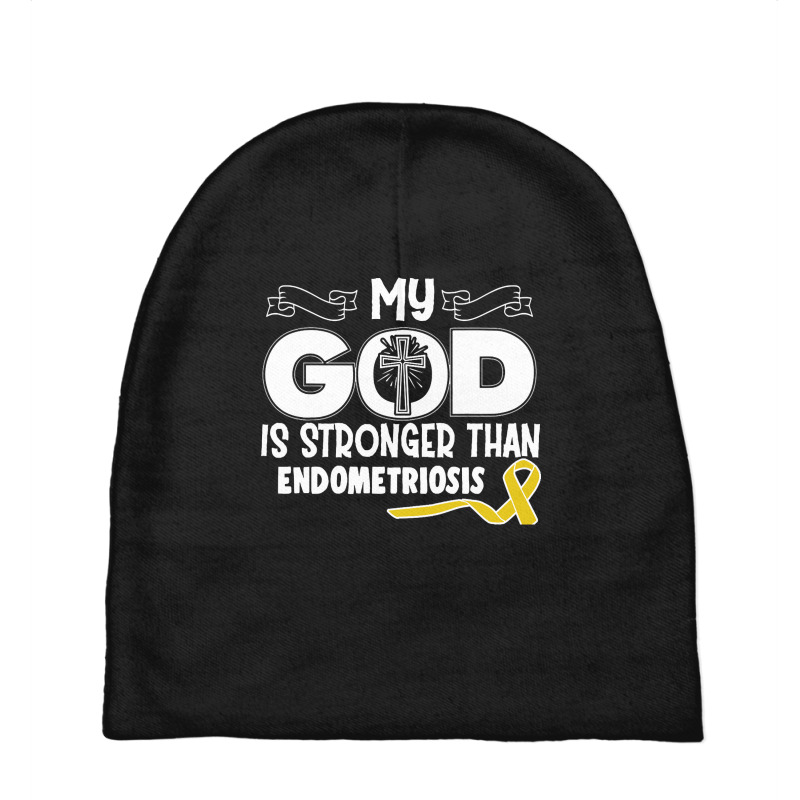 Limited Edition Endometriosis Awareness My God Is Stronger Than - In T Baby Beanies | Artistshot