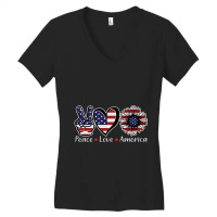 Trending Peace Love America Women Girls Sunflower 4th Women's V-neck T-shirt | Artistshot