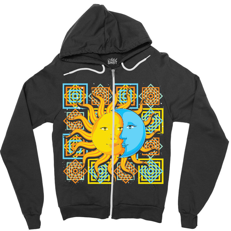 Astronomy  Celestial Bodies Moon Sun Astrology Bohemian Astron Zipper Hoodie by sandaldaun | Artistshot