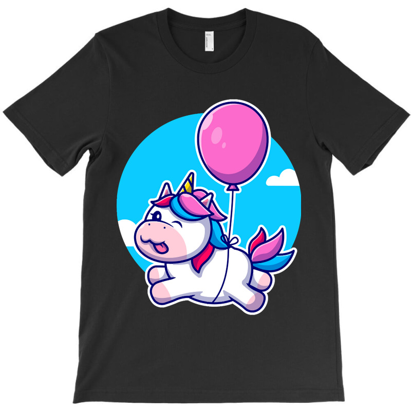 Limited Edition Cute Unicorn Floating With Balloon Cartoon T-shirt | Artistshot