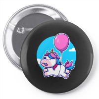 Limited Edition Cute Unicorn Floating With Balloon Cartoon Pin-back Button | Artistshot