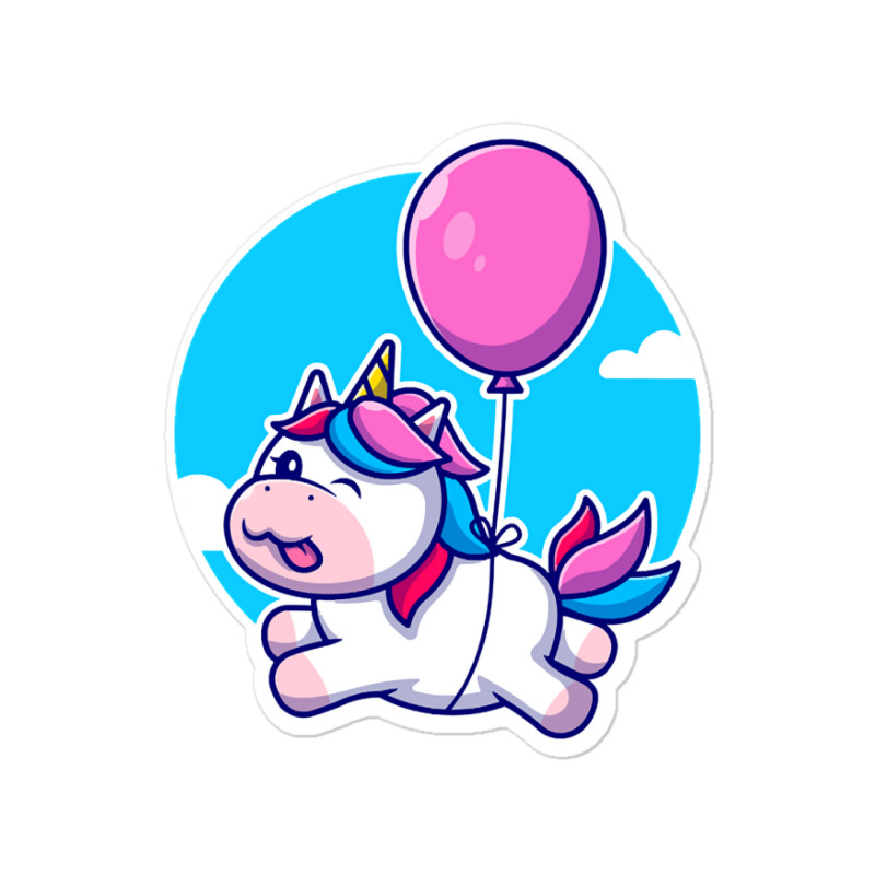 Limited Edition Cute Unicorn Floating With Balloon Cartoon Sticker | Artistshot