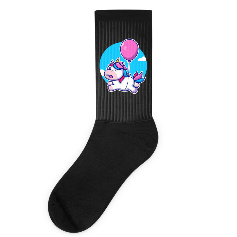 Limited Edition Cute Unicorn Floating With Balloon Cartoon Socks | Artistshot