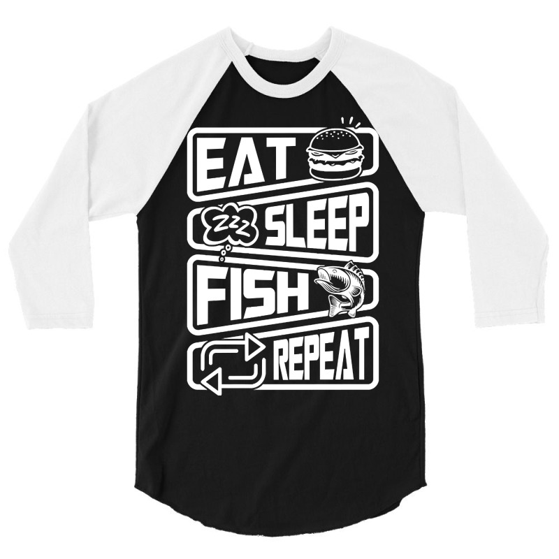 Limited Edition Eat Sleep Fish Repeat 3/4 Sleeve Shirt by Rios Arevalo | Artistshot