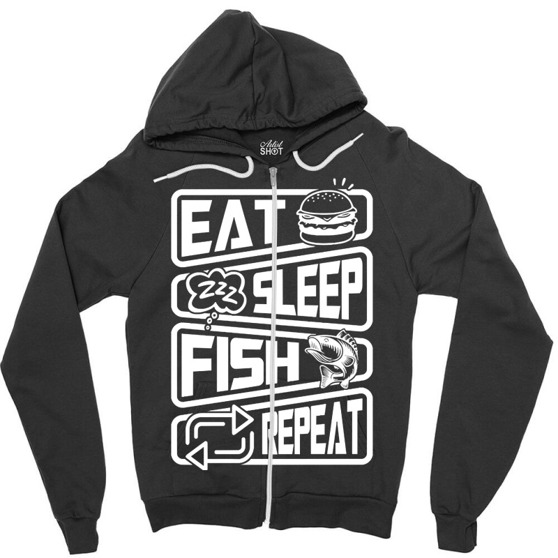 Limited Edition Eat Sleep Fish Repeat Zipper Hoodie by Rios Arevalo | Artistshot