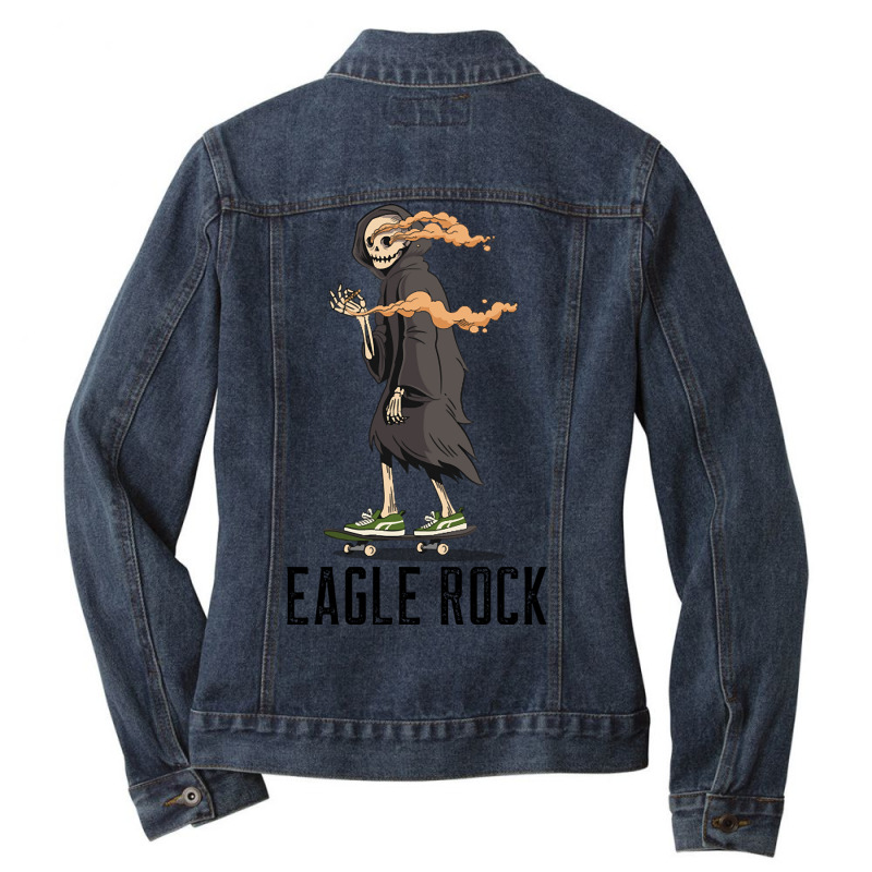 Trending Eagle Rock Los Angeles California, Skeleton On A Skateboard S Ladies Denim Jacket by Crews Micki | Artistshot