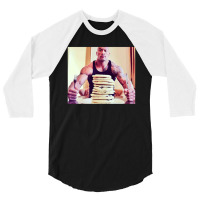 Dwayne The Rock Johnson Eating Blueberry Pancakes Poster 3/4 Sleeve Shirt | Artistshot