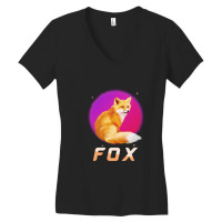 Funny Fox Running Animals Women's V-neck T-shirt | Artistshot