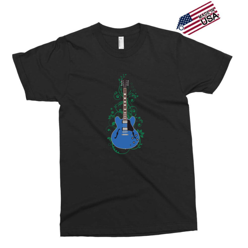 Blue Semihollow Electric Guitar Flowering Vines Exclusive T-shirt | Artistshot