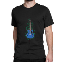 Blue Semihollow Electric Guitar Flowering Vines Classic T-shirt | Artistshot