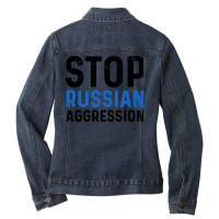 Stop Russian Aggression Ladies Denim Jacket | Artistshot