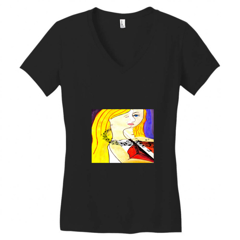 Cellist Woman Women's V-Neck T-Shirt by MaryHutchison | Artistshot