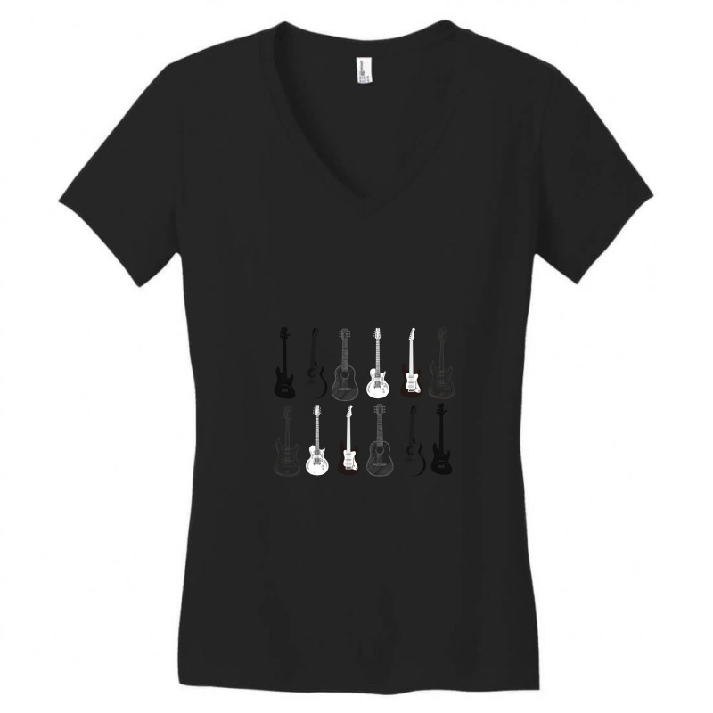 Black And White Guitar 1 Women's V-Neck T-Shirt by DouglasAllen | Artistshot