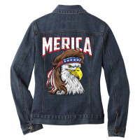 Hot Trend Merica Eagle Mulle 4th Of July Redneck Patriot Ladies Denim Jacket | Artistshot